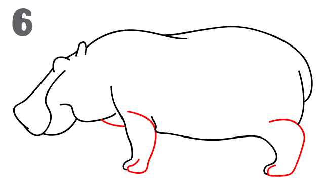 dibujo hipopotamo facil paso a paso