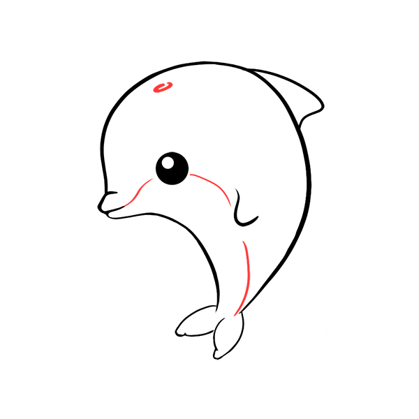 dibujar delfin kawaii facil tutorial