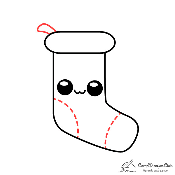 dibujar-calcetin-de-navidad-kawaii-paso-a-paso