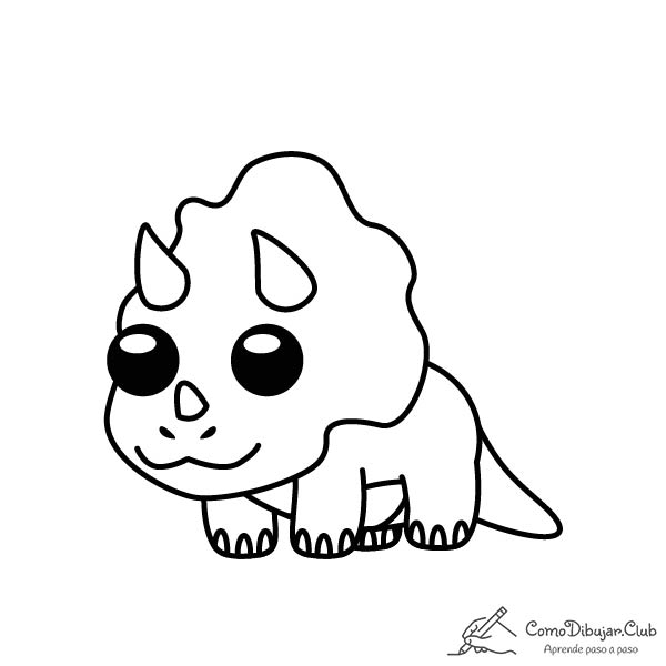 Cómo dibujar un Triceratops Kawaii ✍ 