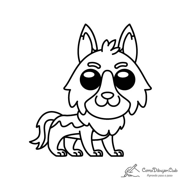 Pastor Alemán-kawaii-colorear-imprimir-dibujo