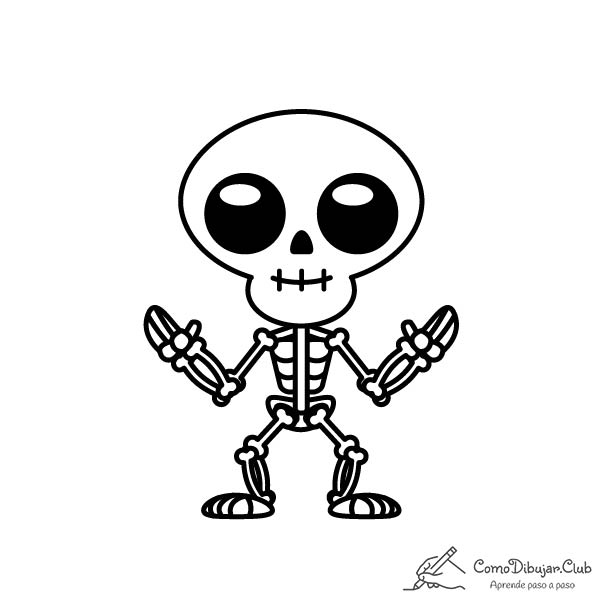 Cómo dibujar un Esqueleto de Halloween Kawaii ✍ 