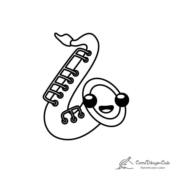 Saxofón-kawaii-colorear-imprimir-dibujo