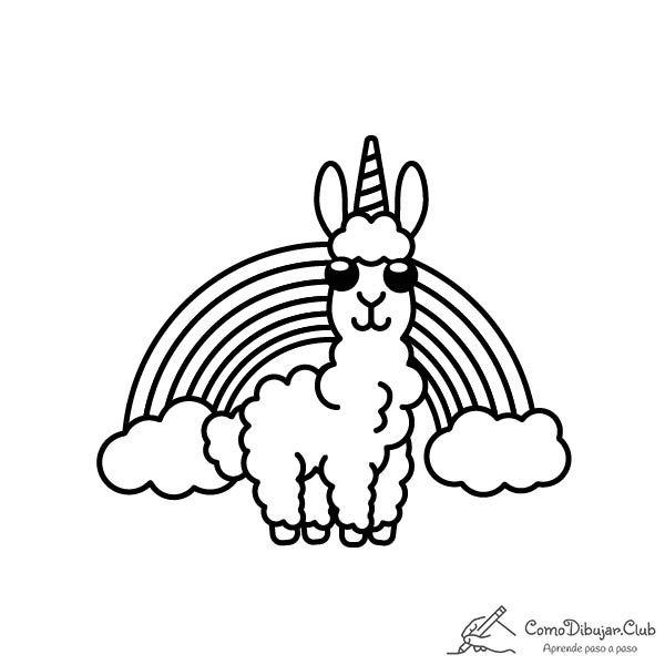 Llama-unicornio-kawaii-colorear-imprimir-dibujo