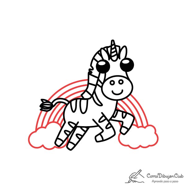 dibujar-Cebra-unicornio-kawaii-facil-tutorial