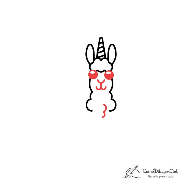 dibujar-Llama-unicornio-kawaii-facil