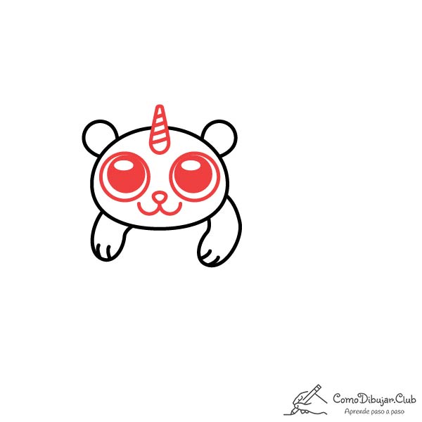 dibujar-Panda-unicornio-kawaii-facil