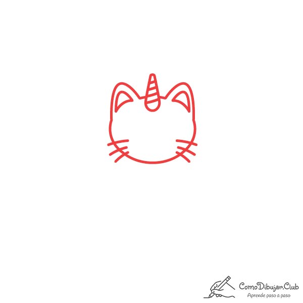 dibujar-cabeza-Gato-unicornio-kawaii