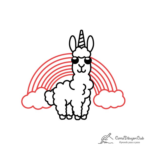 dibujo-Llama-unicornio-kawaii-bebe